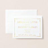 アールデコ実在ゴールドフォイルのリハ結婚ーサル招待状 箔カード (封筒付き正面)