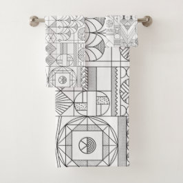 アールデコ対称線アートパターン バスタオルセット