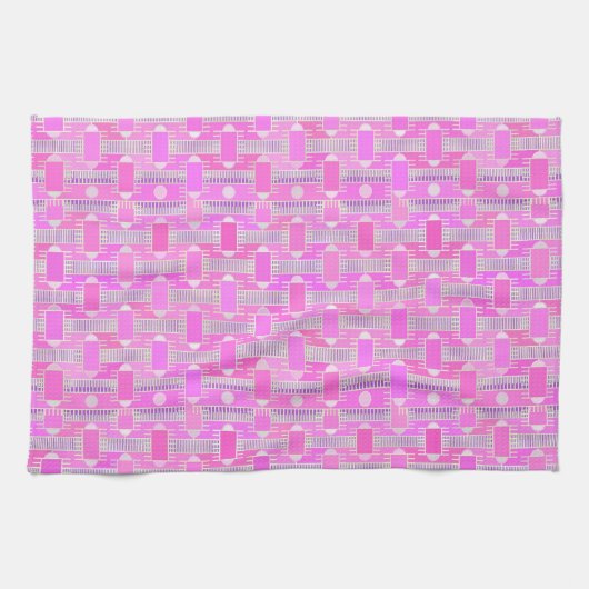 アールデコ工業用シック – ピンク、マウヴ キッチンタオル (横)