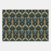 アールデコ幾何パターン(の模様が)ある ラッピングペーパーシート (正面3)