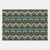 アールデコ幾何パターン(の模様が)ある ラッピングペーパーシート (正面)