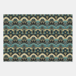 アールデコ幾何パターン（の模様が）ある ラッピングペーパーシート