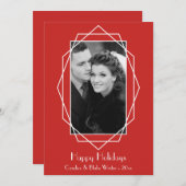 アールデコ幾何学休日のフォトカード シーズンカード (正面/裏面)