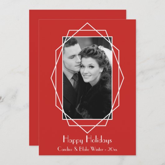 アールデコ幾何学休日のフォトカード シーズンカード (正面/裏面)