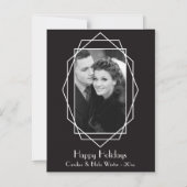 アールデコ幾何学休日フォトマグネットブラック マグネット招待状 (正面)