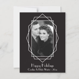 アールデコ幾何学休日フォトマグネットブラック マグネット招待状