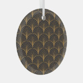 アールデコ幾何学円パターン ガラスオーナメント (正面右)