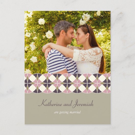 アールデコ幾何学模様の写真の保存日付 案内ポストカード (正面)