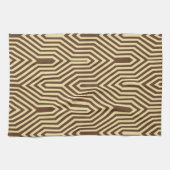 アールデコ幾何学模様 – 濃い茶色と褐色 キッチンタオル (横)