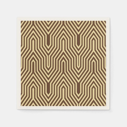 アールデコ幾何学模様 – 濃い茶色と褐色 スタンダードカクテルナプキン (正面)