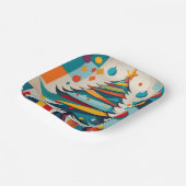 アールデコ幾何学的に楽しいクリスマスツリーとギフト ペーパープレート (傾斜あり)