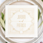 アールデコ幾何学的カップル名CustomizedWedding 箔ナプキン