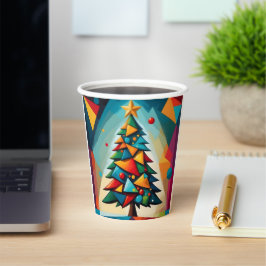 アールデコ幾何学的クリスマスツリー三角形天国 紙コップ
