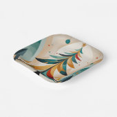 アールデコ幾何学的クリスマスフェザー付きブランチ ペーパープレート (傾斜あり)