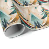 アールデコ幾何学的クリスマスフェザー付きブランチ ラッピングペーパー (ロールコーナー)