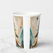 アールデコ幾何学的クリスマスフェザー付きブランチ 紙コップ (右)