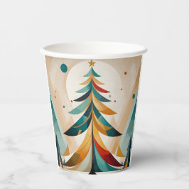 アールデコ幾何学的クリスマスフェザー付きブランチ 紙コップ