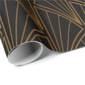 アールデコ幾何学的ゴールドフォイル/ブラックID492 ラッピングペーパー (ロールコーナー)
