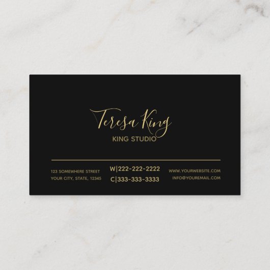 アールデコ幾何学的ゴールドフォイル/ブラックID492 名刺 (裏面)