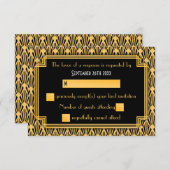 アールデコ幾何学的ダイヤモンドパターンウェディングRSVP 出欠カード (正面/裏面)