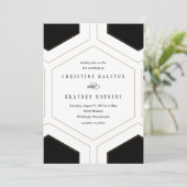 アールデコ幾何学的ダイヤモンド結婚式招待状 招待状 (スタンド正面)