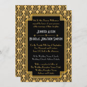 アールデコ幾何学的ダイヤ結婚ンパターン 招待状 (正面/裏面)