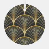 アールデコ幾何学的テクスチャイラストレーション ガラスオーナメント (裏面)