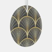 アールデコ幾何学的テクスチャイラストレーション ガラスオーナメント (正面右)