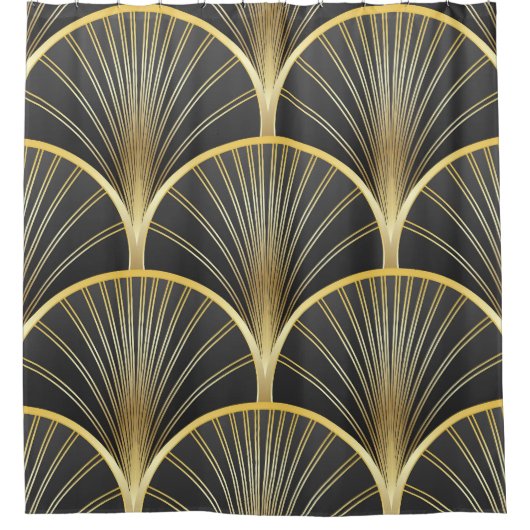 アールデコ幾何学的テクスチャイラストレーション シャワーカーテン (正面)