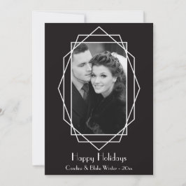 アールデコ幾何学的ホリデーフォトカードブラック シーズンカード
