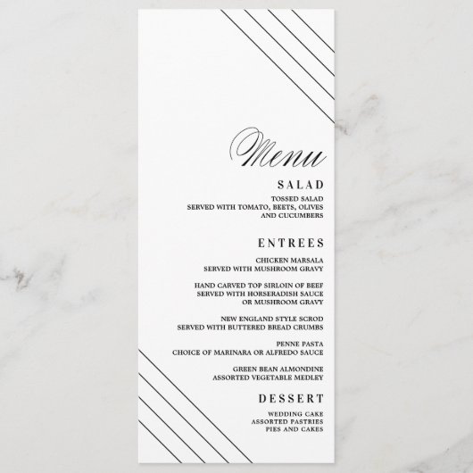 アールデコ幾何学的結婚ダイヤモンドのメニューカード メニュー (正面)