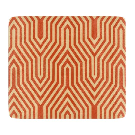 アールデコ幾何学的 – マンダリンオレンジ カッティングボード (正面)