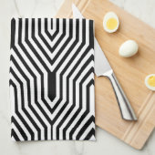 アールデコ幾何学的 – 白黒 キッチンタオル (四つ折り)