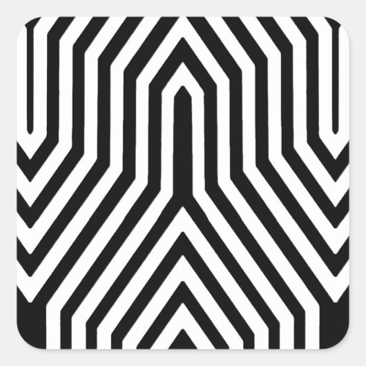 アールデコ幾何学的 – 白黒 スクエアシール (正面)