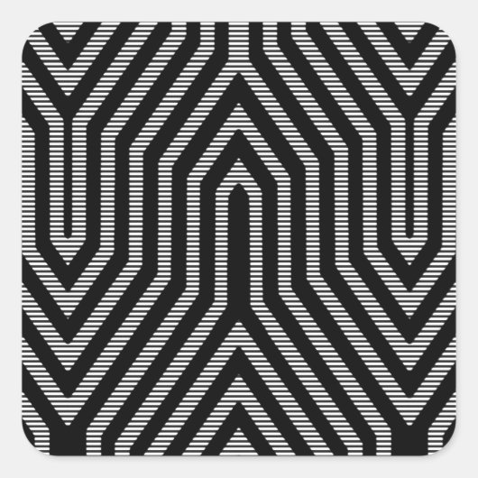 アールデコ幾何学的 – 白黒 スクエアシール (正面)