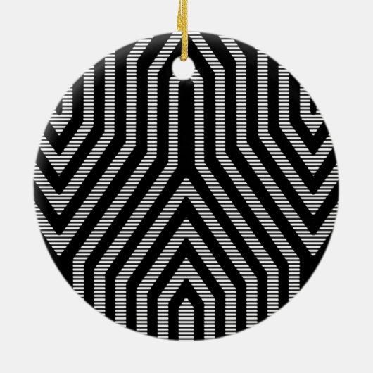 アールデコ幾何学的 – 白黒 セラミックオーナメント (裏面)