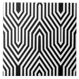 アールデコ幾何学的 – 白黒 タイル