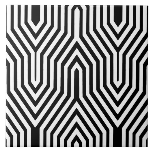 アールデコ幾何学的 – 白黒 タイル (正面)