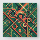 アールデコ幾何学 スクエア壁時計 (正面)