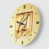 アールデコ彫り石《鳥》ハヤブサ-金ゴールド ラージ壁時計 (傾斜)