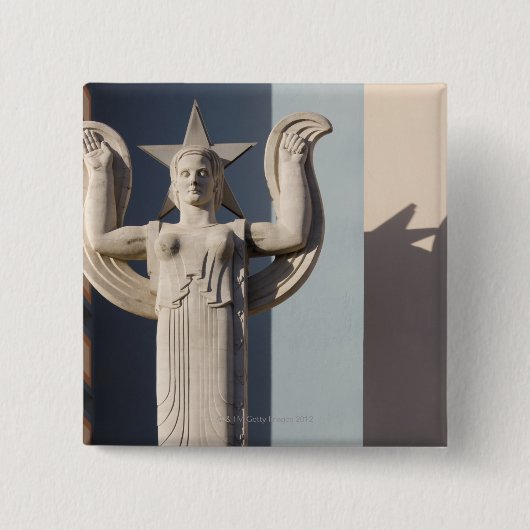 アールデコ彫刻テキサス州州フェア 缶バッジ (正面)