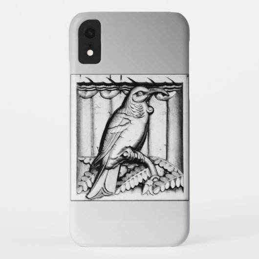 アールデコ彫刻石《鳥》ハヤブサ – シルバー Case-Mate iPhoneケース (裏面)