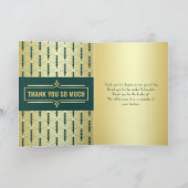 アールデコ愛と感謝してい金ゴールドグリーン写真ありがとう サンキューカード (内部)