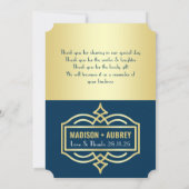 アールデコ愛と感謝してい金ゴールドブルー写真ありがとう サンキューカード (裏面)