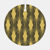 アールデコ抽象芸術のジオメトリ背景 ガラスオーナメント (裏面)