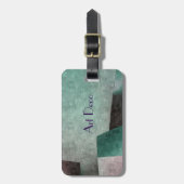 アールデコ抽象芸術をエメラルドグリーンとマウーブ ラゲッジタグ (正面縦)