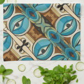 アールデコ抽象芸術アイパターン キッチンタオル (折り畳み)