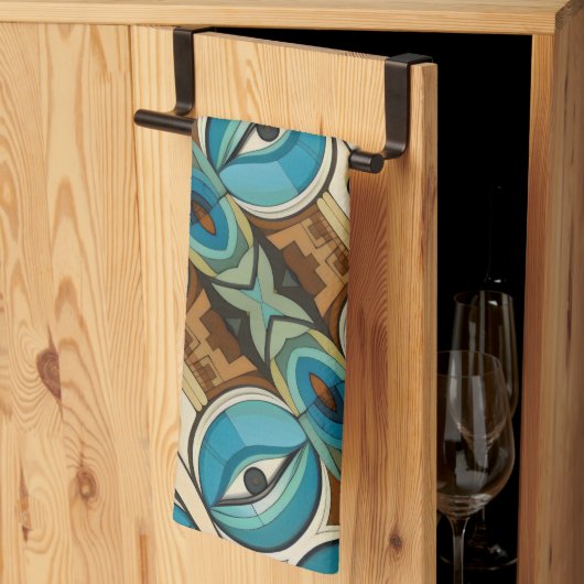 アールデコ抽象芸術アイパターン キッチンタオル (三つ折り)