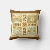 アールデコ抽象芸術フローラとSage Greenおよび金ゴールド クッション (裏面)