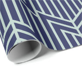 アールデコ抽象芸術幾何学模様（青） ラッピングペーパー (ロールコーナー)